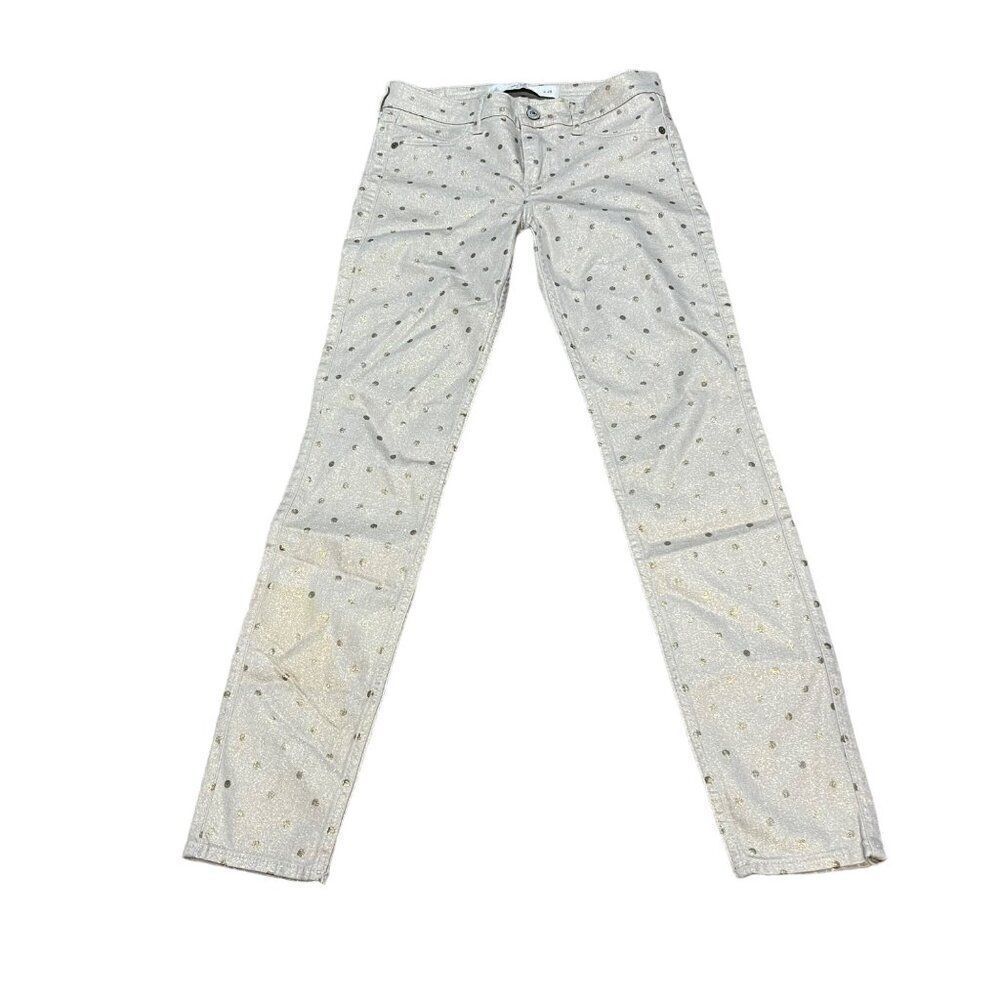 Abercrombie & Fitch Silver Gold Polka Dot Skinny Jeans Size 2R W26 NEW MSRP $88